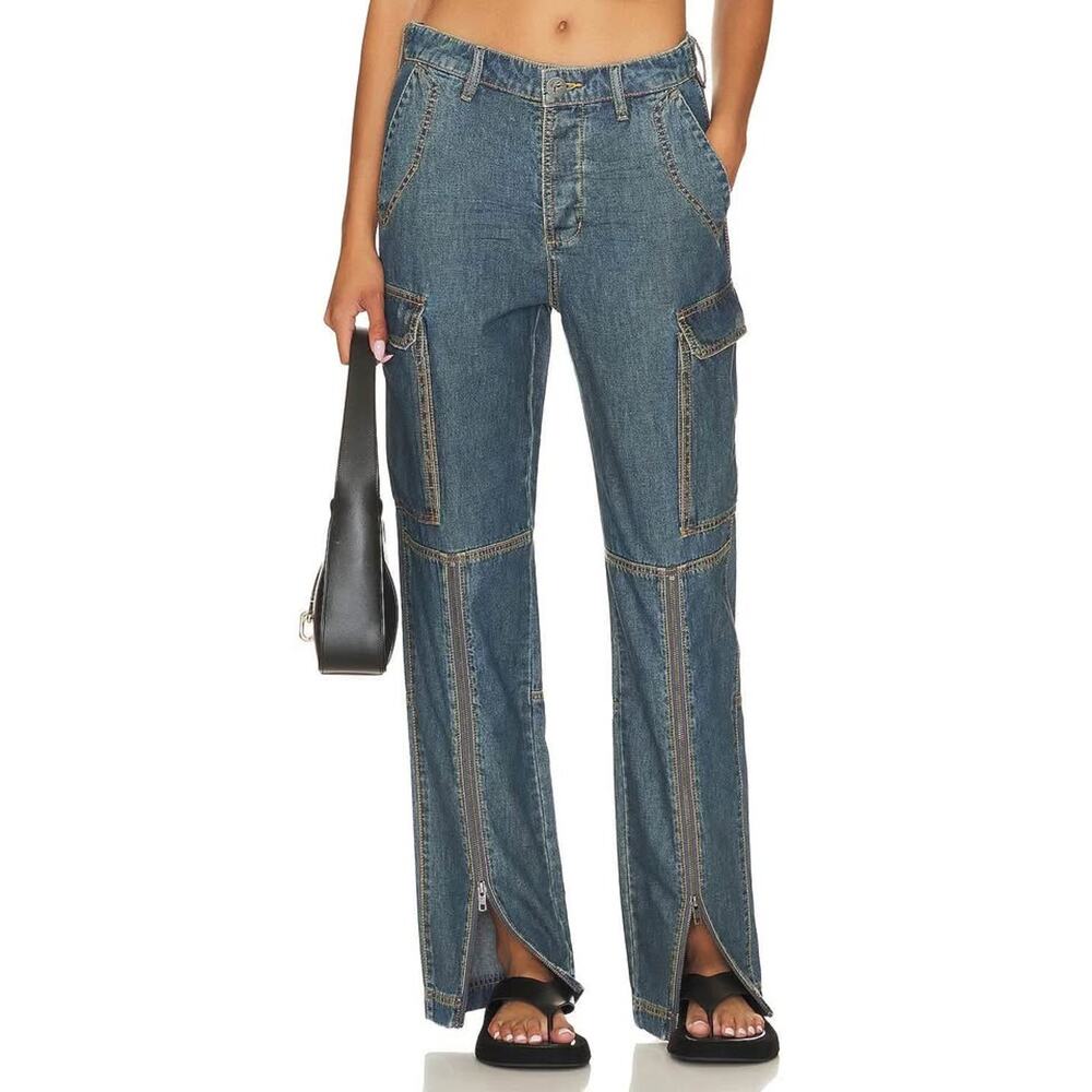 One Teaspoon Women’s Mid-Rise‎ Modern Cargo Motion Zippered Pants Sz 25